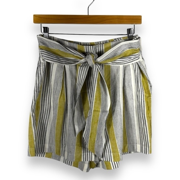 4 for $20 SALE! Clockhouse Tie Belt Linen Blend Shorts, Multi Stripe, Size S/M - Picture 1 of 9